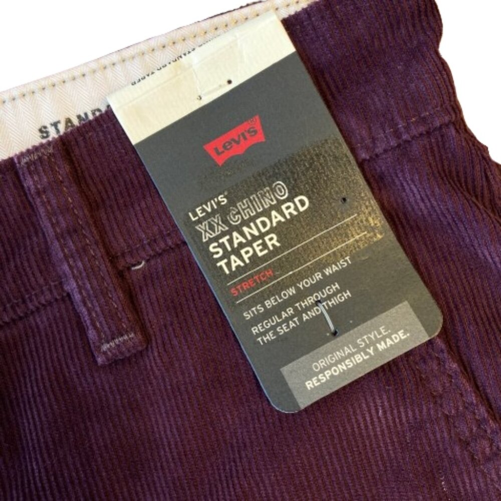 Levi's XX Chino Standard Taper Fit Corduroy Pants Mens 30x32 Burgundy NWT - Picture 3 of 10